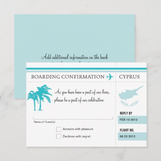 RSVP Instapass NA Cyprus Kaartje (Voorkant / Achterkant)