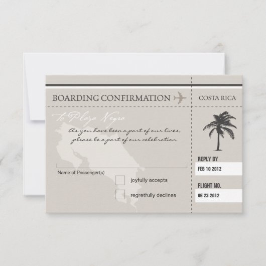 RSVP Instapass NAAR COSTA RICA Kaartje (Voorkant)