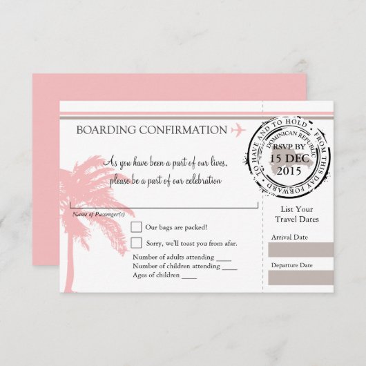 RSVP Instapass Naar Dominicaanse Republiek | Roze (Voorkant / Achterkant)