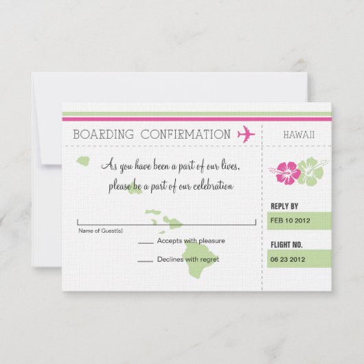 RSVP Instapass NAAR Hawaï Kaartje (Voorkant)