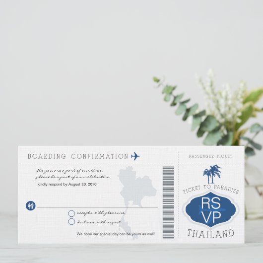 RSVP Instapass uitnodiging voor trouwfeest in Thai (Staand voorkant)