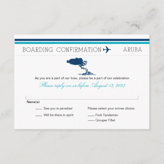 RSVP Instapkaart Naar Aruba (Voorkant)