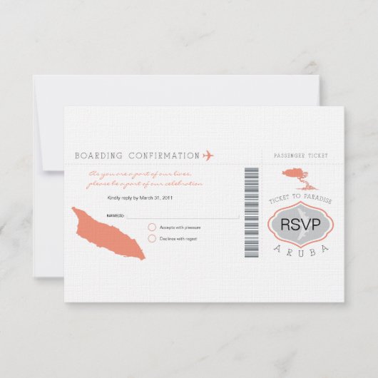 RSVP Instapkaart naar Aruba (Voorkant)