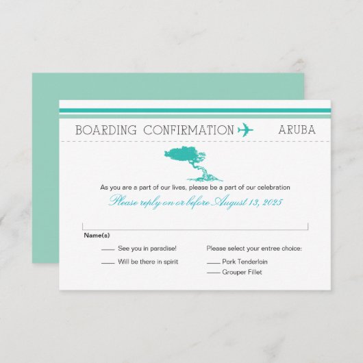 RSVP Instapkaart Naar Aruba (Voorkant / Achterkant)