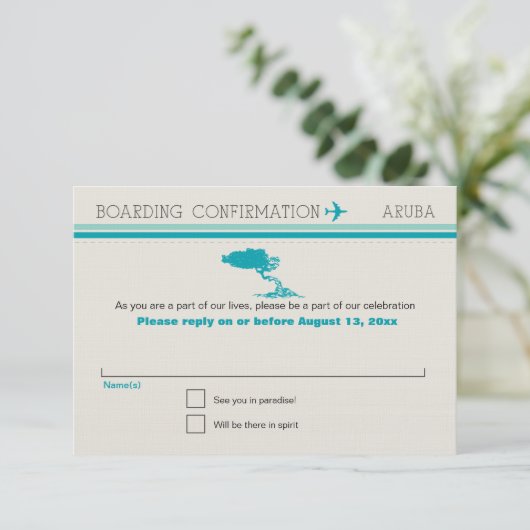 RSVP-instapkaart naar Aruba RSVP Kaartje (Staand voorkant)