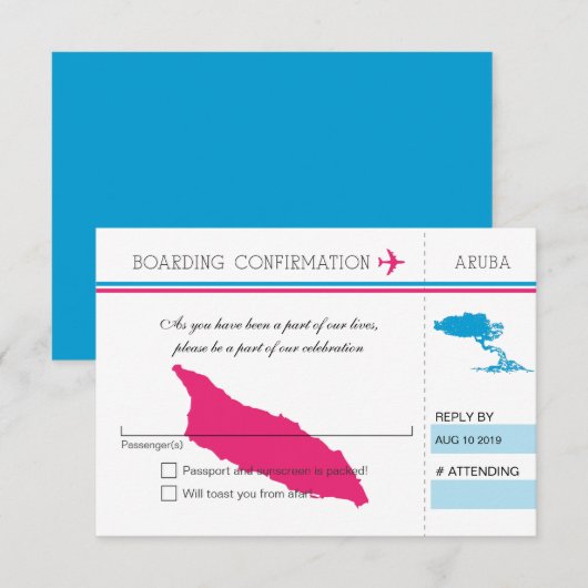 RSVP-instapkaart naar Aruba RSVP Kaartje (Voorkant / Achterkant)