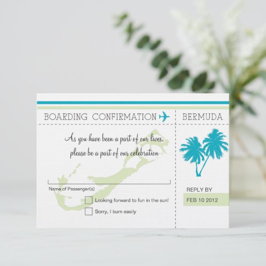 RSVP-instapkaart naar BERMUDA RSVP Kaartje (Staand voorkant)
