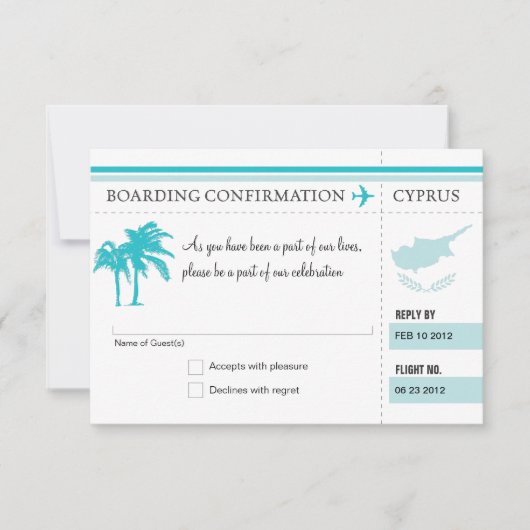 RSVP-instapkaart naar Cyprus RSVP Kaartje (Voorkant)