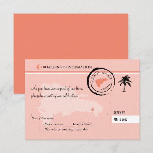 RSVP Instapkaart Naar Dominicaanse Republiek (Voorkant / Achterkant)