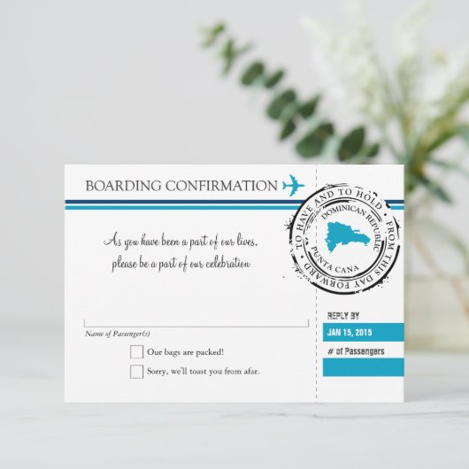 RSVP Instapkaart Naar Dominicaanse Republiek (Staand voorkant)