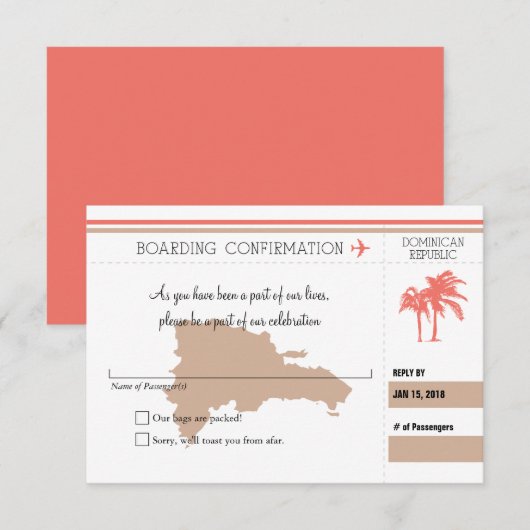 RSVP Instapkaart Naar Dominicaanse Republiek | COR (Voorkant / Achterkant)