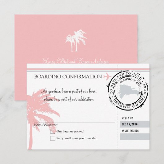 RSVP Instapkaart Naar Dominicaanse Republiek Kaart (Voorkant / Achterkant)