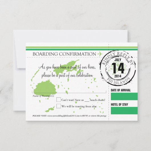 RSVP Instapkaart naar Fiji-eilanden Kaart (Voorkant)