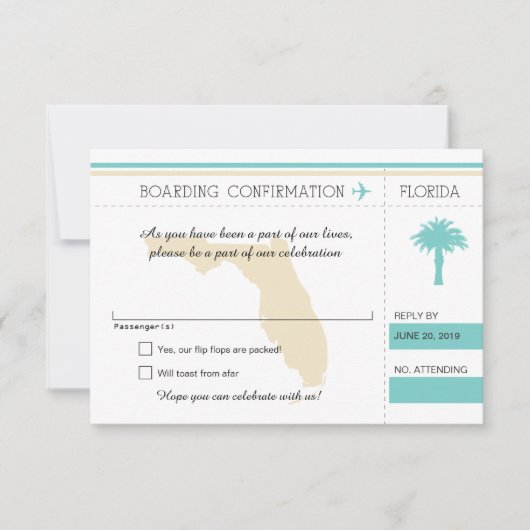 RSVP Instapkaart Naar Florida Ocean Blauw & Crème (Voorkant)