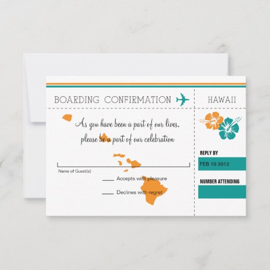 RSVP Instapkaart Naar Hawaï Kaart (Voorkant)