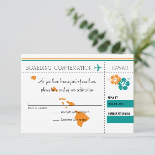 RSVP Instapkaart Naar Hawaï Kaart (Staand voorkant)