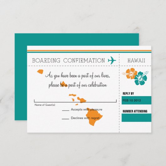 RSVP Instapkaart Naar Hawaï Kaart (Voorkant / Achterkant)