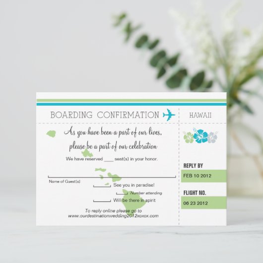 RSVP Instapkaart Naar Hawaï Kaartje (Staand voorkant)