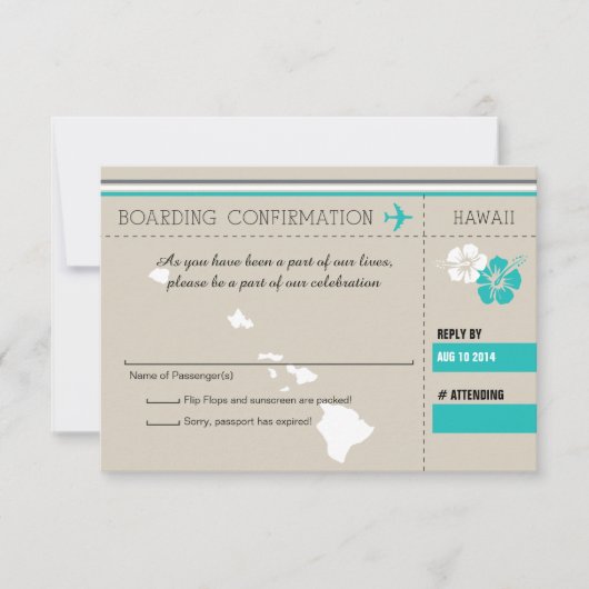 RSVP instapkaart naar HAWAII (Voorkant)