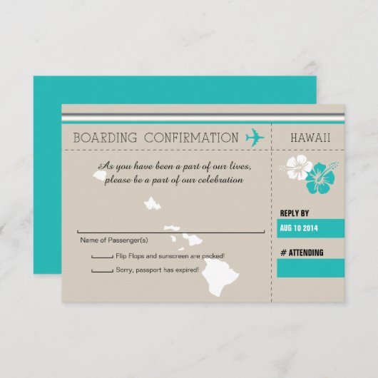 RSVP instapkaart naar HAWAII (Voorkant / Achterkant)