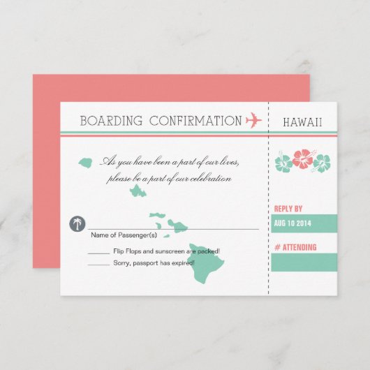 RSVP instapkaart naar HAWAII (Voorkant / Achterkant)