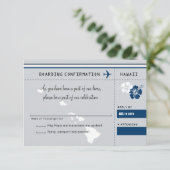 RSVP-instapkaart naar HAWAII Grey and Blue RSVP Kaartje (Staand voorkant)