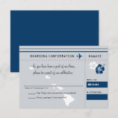 RSVP-instapkaart naar HAWAII Grey and Blue RSVP Kaartje (Voorkant / Achterkant)