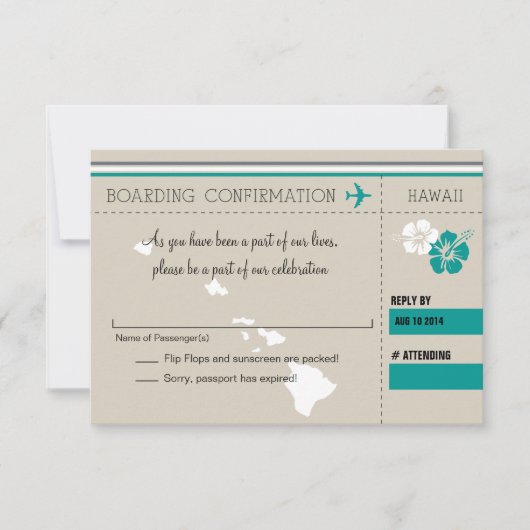 RSVP-instapkaart naar HAWAII RSVP Kaartje (Voorkant)