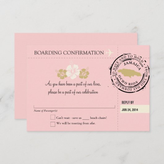 RSVP Instapkaart NAAR Jamaica (Voorkant / Achterkant)