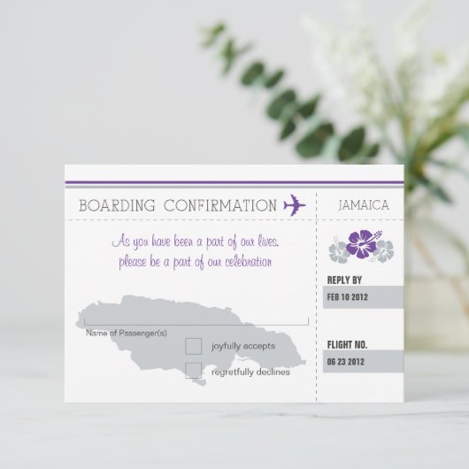 RSVP-instapkaart naar JAMAICA RSVP Kaartje (Staand voorkant)