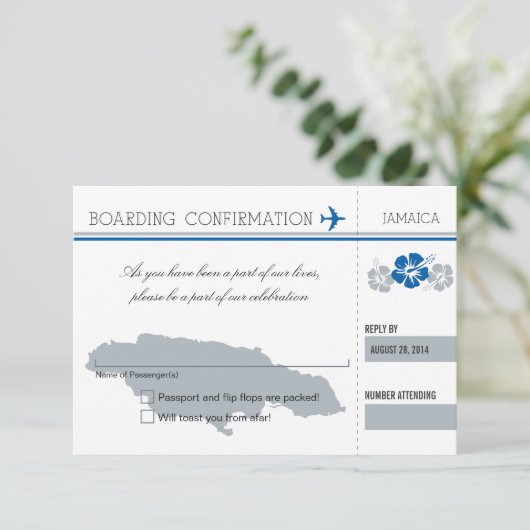 RSVP-instapkaart naar JAMAICA RSVP Kaartje (Staand voorkant)