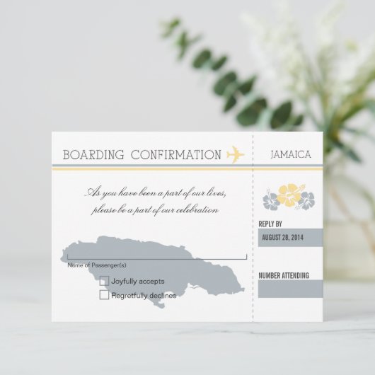 RSVP-instapkaart naar JAMAICA RSVP Kaartje (Staand voorkant)