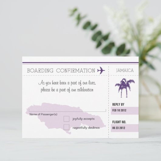 RSVP-instapkaart naar JAMAICA RSVP Kaartje (Staand voorkant)