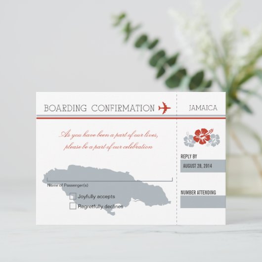 RSVP-instapkaart naar JAMAICA RSVP Kaartje (Staand voorkant)