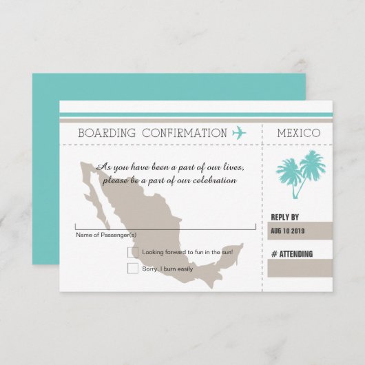 RSVP Instapkaart NAAR MEXICO (Voorkant / Achterkant)