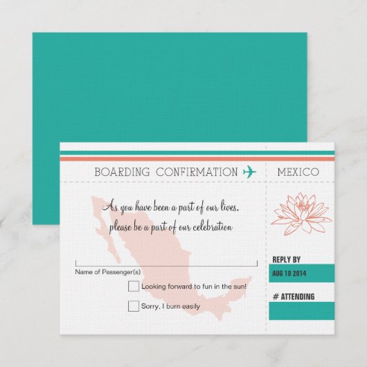 RSVP instapkaart naar MEXICO (Voorkant / Achterkant)