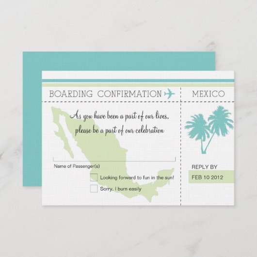 RSVP Instapkaart NAAR MEXICO (Voorkant / Achterkant)