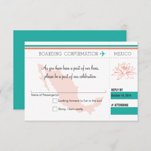 RSVP instapkaart naar MEXICO (Voorkant / Achterkant)
