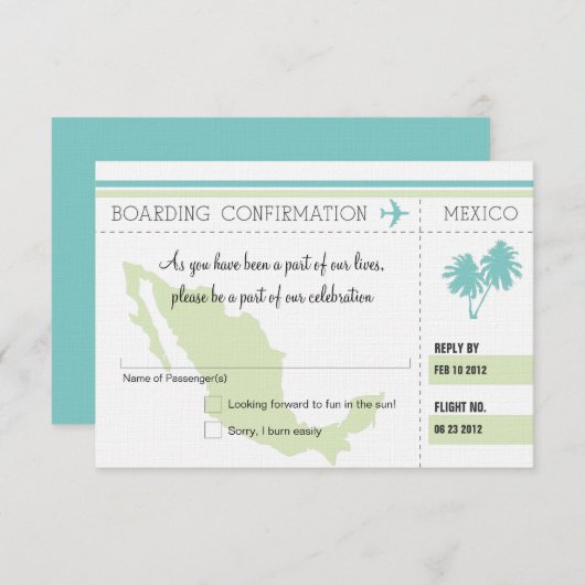 RSVP instapkaart naar MEXICO (Voorkant / Achterkant)