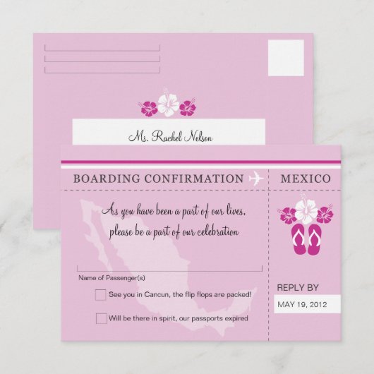 RSVP instapkaart naar MEXICO (Voorkant / Achterkant)