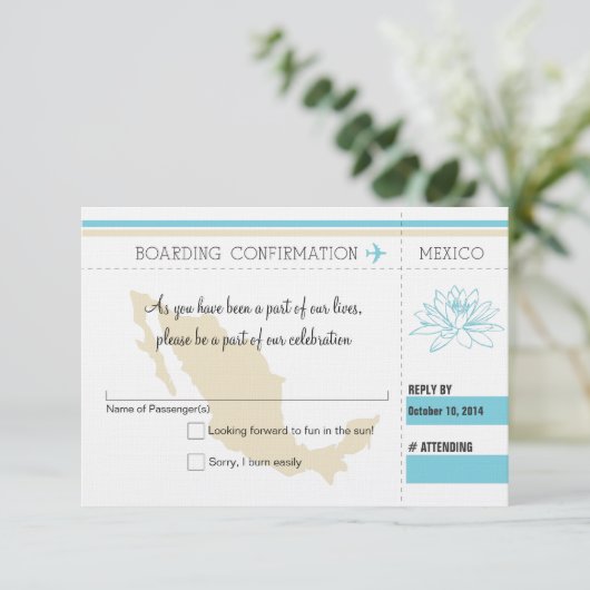 RSVP instapkaart naar MEXICO (Staand voorkant)