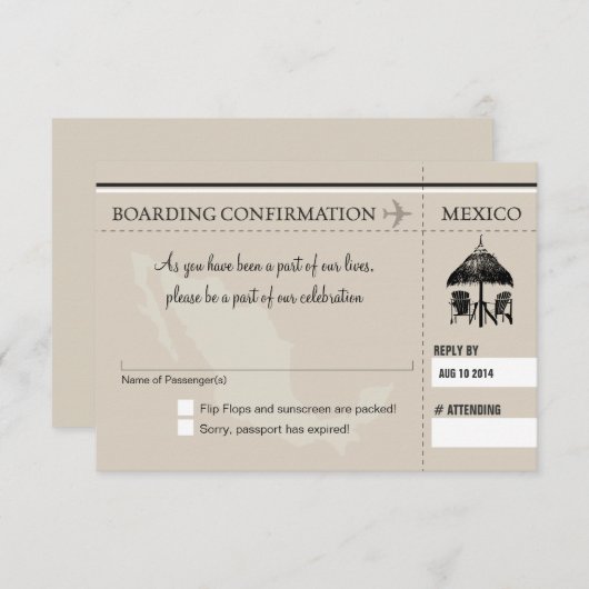 RSVP instapkaart naar MEXICO (Voorkant / Achterkant)