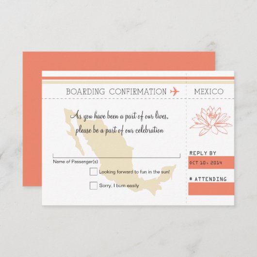RSVP instapkaart naar MEXICO (Voorkant / Achterkant)