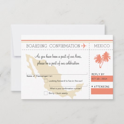 RSVP instapkaart naar MEXICO Kaart (Voorkant)