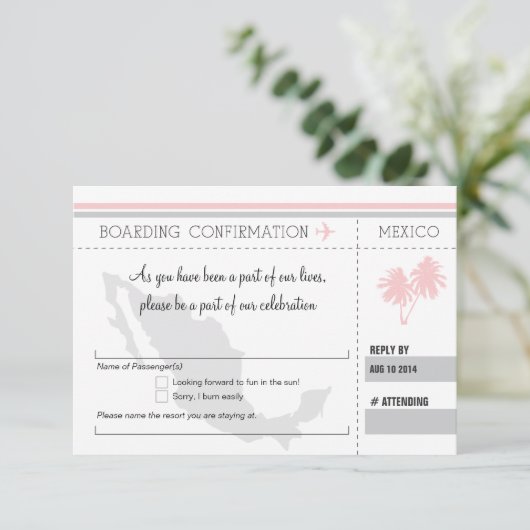 RSVP Instapkaart NAAR MEXICO Kaart (Staand voorkant)