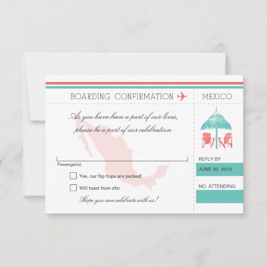 RSVP-instapkaart naar Mexico RSVP Kaartje (Voorkant)