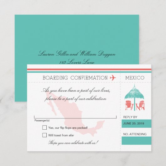 RSVP-instapkaart naar Mexico RSVP Kaartje (Voorkant / Achterkant)