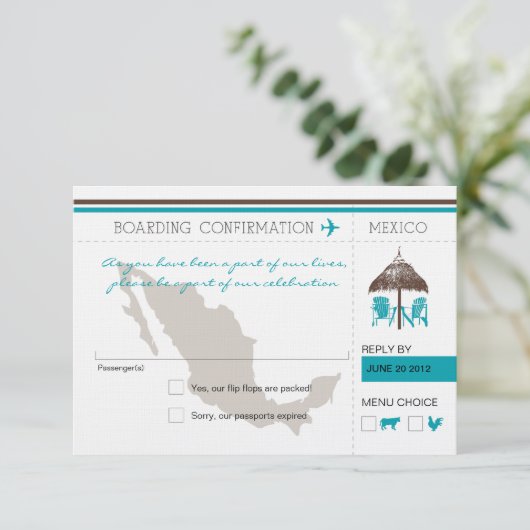 RSVP-instapkaart naar Mexico RSVP Kaartje (Staand voorkant)