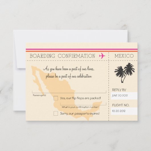 RSVP-instapkaart naar Mexico RSVP Kaartje (Voorkant)