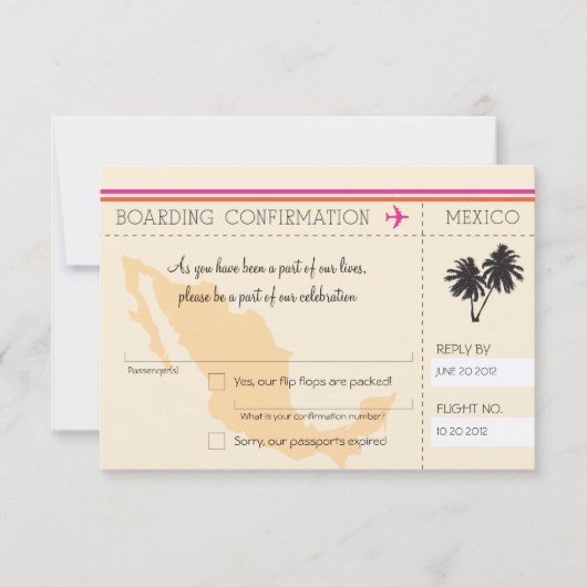 RSVP-instapkaart naar Mexico RSVP Kaartje (Voorkant)